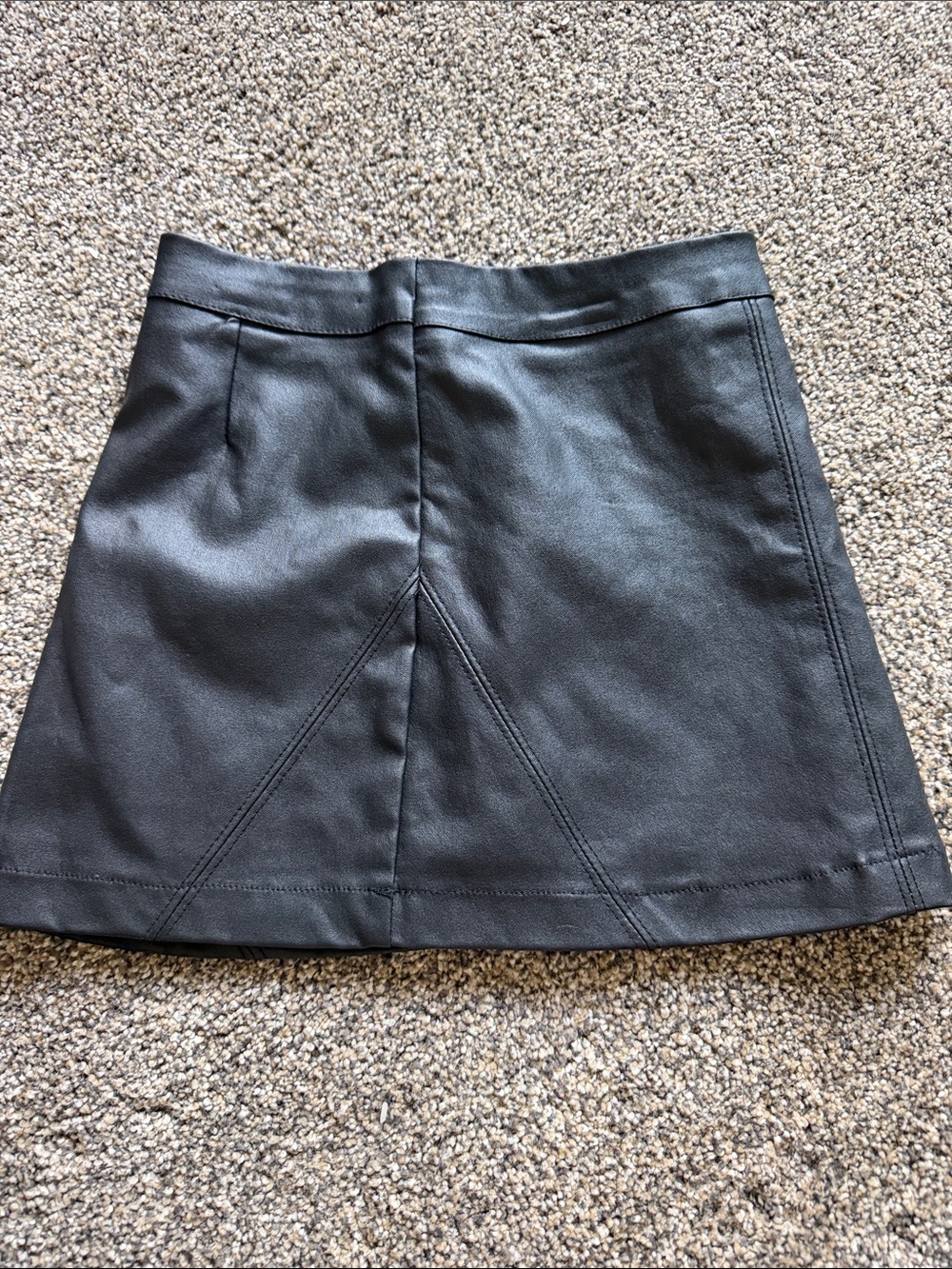 GB girls Black Faux Leather Mini Skirt with Stitch Detail